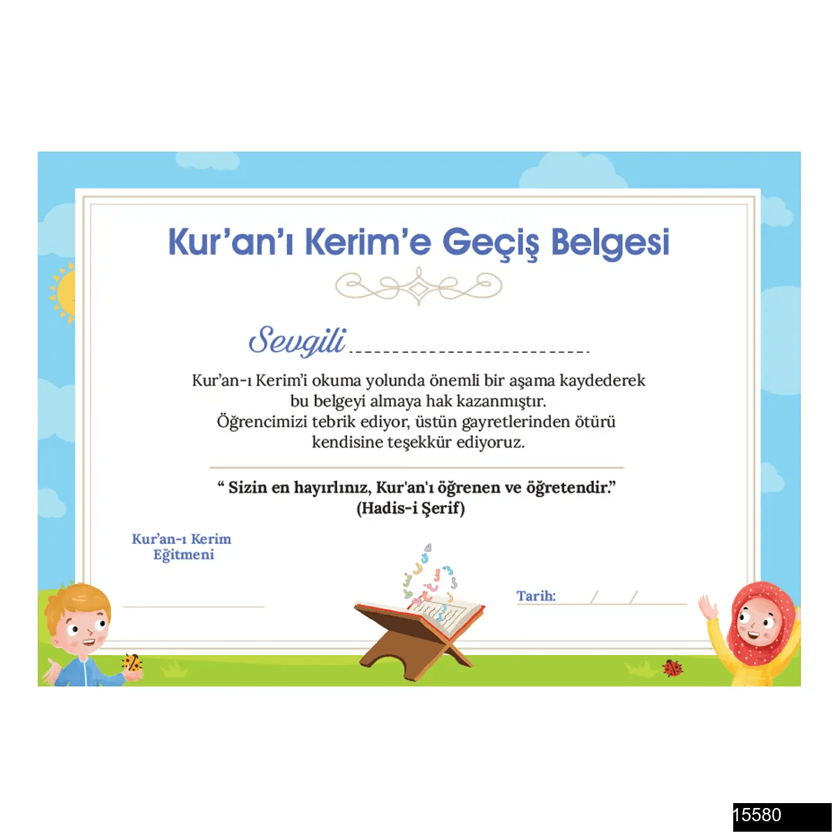 Toptan Reyyan Çocuk Reyyan Furkan – Kuran-ı Kerime Geçiş Belgesi