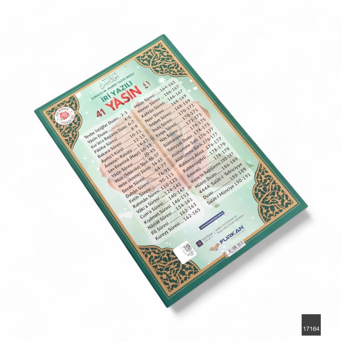 Orta Boy 192 Sayfa Iri Yazili Karton Kapak Yasin Yesil