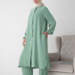 Modamiss Aerobin Kumaş Bayan Hac ve Umre Elbisesi (2 Parça) - Mint Yeşili